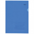 Уголок пластиковый Хатбер с карманом для визитки, синий,  0,18мм