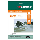 Фотобумага А4 для стр. принтеров Lomond, 200г/м2 (50л) матовая двусторонняя