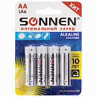 Батарейка SONNEN LR6 AA  Alkaline цена за блистер 4шт.