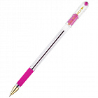 Ручка шариковая масляная с грипом MUNHWA "MC Gold", РОЗОВАЯ, корпус прозрачный, узел 0,5 мм, линия п