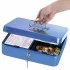 Ящик для денег, ценностей, документов, печатей, 90*180*250мм, ключевой замок, синий, Брауберг