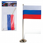 Флаг РФ, 12×18 см, подставка с флагштоком 30 см, под золото, пластик, упаковка с европодвесом