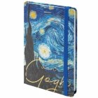 Блокнот с резинкой в клетку 96л, А5 145х203, твердая обложка с фольгой, BRAUBERG, Van Gogh