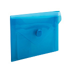 Папка-конверт с кнопкой МАЛОГО ФОРМАТА (74х105 мм), А7 прозр. синяя