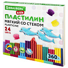 Пластилин восковой 24цв. Брауберг KIDS 360г, со стеком