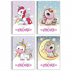Записная книжка А6 80л. на гребне BG "Unicorn", твердая обложка, матовая ламинация