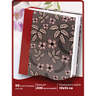 Фотоальбом BRAUBERG на 200 фото 10х15 см, твердая обложка, "Флора", серый с красным