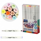 Маркеры для скетчинга 12цв двусторонние 1-6,2мм Mazari VINCI Pastel colors пастельные цвета