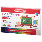 Пластилин 12цв. Пифагор "Школьный" 180г, со стеком