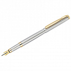 Ручка перьевая Delucci  "Celeste", черная, 0,8мм, цвет корпуса - серебро, подарочный футляр