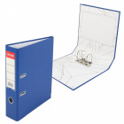 Папка регистратор 75 мм Клерк ПВХ с карманом, синяя