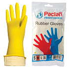 Перчатки хозяйственные резиновые PACLAN "Professional", с х/б напылением, размер M (средний), желтые
