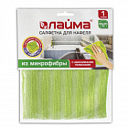 Салфетка для кафеля ЛАЙМА, микрофибра, абразивные полосы, двусторонняя, 30х30 см, зеленая, ЛАЙМА, 60