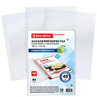 Папки-файлы перфорированные А4 BRAUBERG "STANDARD", КОМПЛЕКТ 100 шт., гладкие, 40 мкм