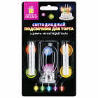 Цифра-подсвечник "0" светодиодная, ЗОЛОТАЯ СКАЗКА, в наборе 4 свечи 6 см, 1 батарейка, 591423