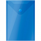 Папка-конверт на кнопке OfficeSpace А6 105х148мм, 150мкм, пластик, полупрозрачная, синяя