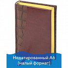 Ежедневник недатир. А6 Брауберг "Cayman", "крок.кожа" кор/т-кор,крем.бл,зол.срез