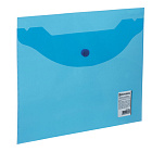 Папка-конверт с кнопкой МАЛОГО ФОРМАТА 240х190 мм, А5, прозрачная, синяя, 0,18 мм, BRAUBERG, 22402