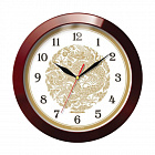 Часы настенные TROYKA 11131190, круг, бежевые с рисунком "Золотой дракон",коричневая рамка,29х29х3,5