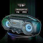 Колонка портативная с подсветкой SONNEN B306, 12 Вт, Bluetooth, FM-тюнер, microSD, MP3-плеер, черная