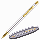 Ручка подарочная шариковая BRAUBERG Piano, СИНЯЯ, корпус серебристый с золотистым, линия письма 0,5
