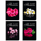 Тетрадь А4 96л. на спирали клетка Брауберг "Красивые цветы" обл. картон