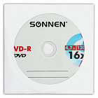 Диск DVD-R SONNEN, 4,7 Gb, 16x, бумажный конверт