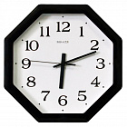 Часы настенные САЛЮТ П-В6-021 восьмигранник, белые, черная рамка, 28х28х4см