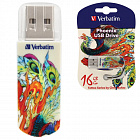 Флэш диск 16GB VERBATIM Mini Tattoo Edition Phoenix, USB 2.0, белый с рисунком