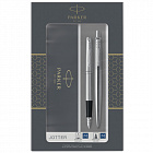 Набор Паркер "Jotter Stainless Steel СT": ручка шариковая, 1,0мм и ручка перьевая, 1,0мм, подар.уп.