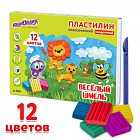 Пластилин 12 цв. ЮНЛАНДИЯ "ВЕСЁЛЫЙ ШМЕЛЬ", 204 г, б/стека, КВАДРАТНЫЙ