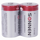 Батарейка SONNEN R20 солевая, цена за блистер 2шт.