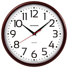 Часы настенные TROYKA 91931912, круг, белые, коричневая рамка, 23х23х4см