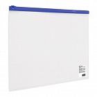 Папка-конверт на молнии А4 230х333 мм, прозрачная, молния синяя, 0,11 мм, BRAUBERG, 221010