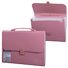 Папка-портфель пластиковая BRAUBERG А4 (327х254х30 мм), 13 отделений, розовая