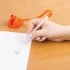 Ручка шариковая настольная BRAUBERG "Стенд-Пен", СИНЯЯ, пружинка, корпус оранжевый, линия письма 0,5
