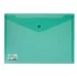 Папка-конверт с кнопкой BRAUBERG, А4, до 100 листов, прозрачная, зеленая, СВЕРХПРОЧНАЯ 0,18 мм